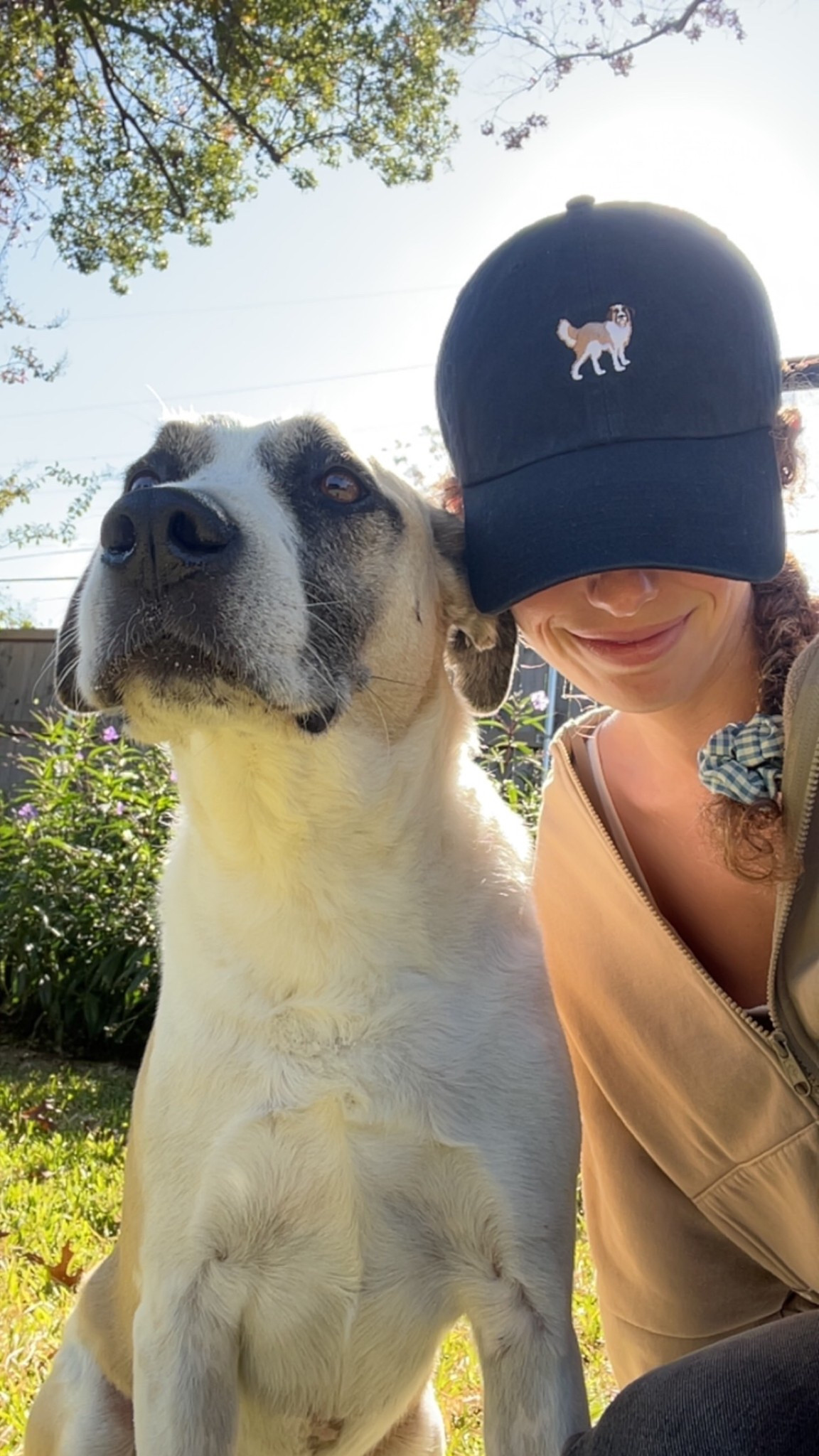 Embroidered dog hat to match my best friend 🐶 (this is the St. Bernard, there’s a ton of other breeds!) 