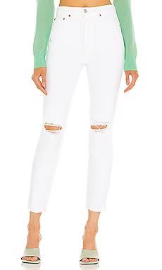RE/DONE Originals 90s High Rise Ankle Crop in White Destroyed from Revolve.com | Revolve Clothing (Global)