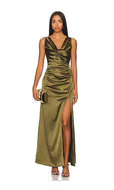 Line & Dot Melissa Dress in Olive from Revolve.com | Revolve Clothing (Global)