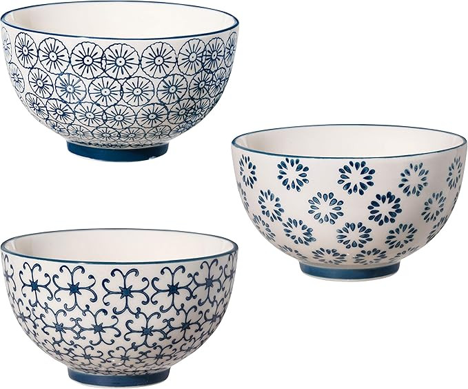 Bloomingville stoneware Bowls Kristina Set of 3 Styles | Amazon (US)