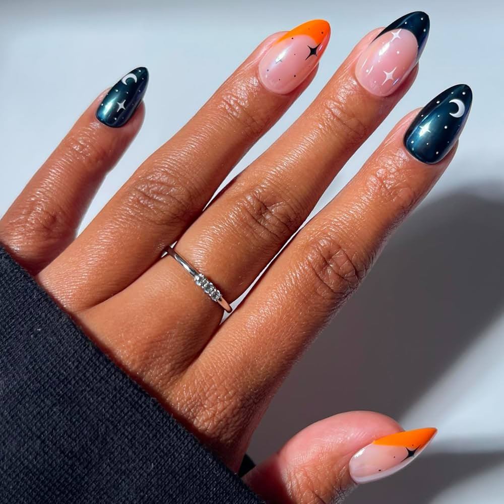 Glamnetic Halloween Press On Nails, Short Almond Glazed, October Nights | Amazon (US)