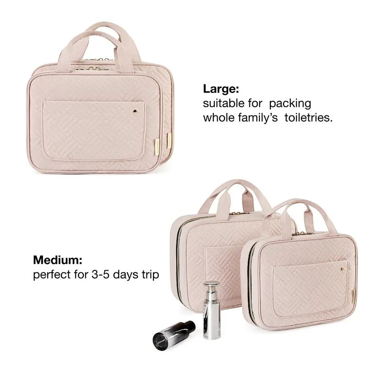 BAGSMART Large Size Travel Toiletry Bag with Hanging Hook, Water-resistant Makeup Cosmetic Bag Or... | Walmart (US)