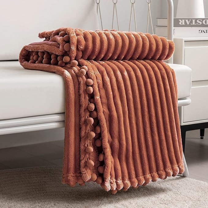 DISSA Fleece Blanket Throw Size – 51x63, Caramel – Soft, Plush, Fluffy, Fuzzy, Warm, Cozy –... | Amazon (US)