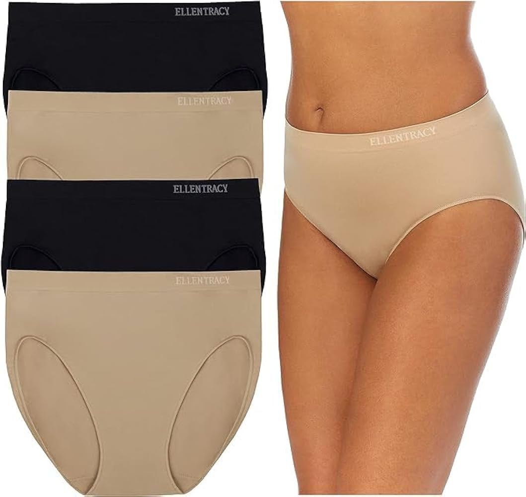 ELLEN TRACY Womens Seamless Underwear - No-Show Full-Coverage Comfort - Stretchy High Cut Panties... | Amazon (US)