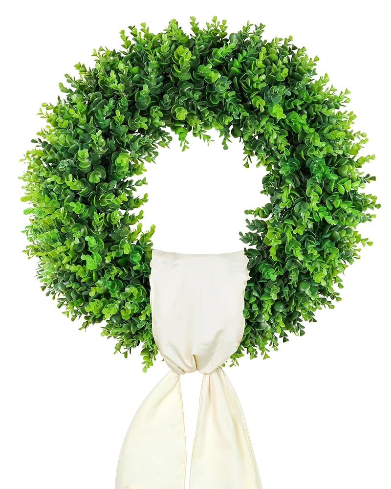 DDHS 20'' Boxwood Wreaths Front Door Artificial Spring Wreath. Wreaths for Front Door Farmhouse W... | Amazon (US)