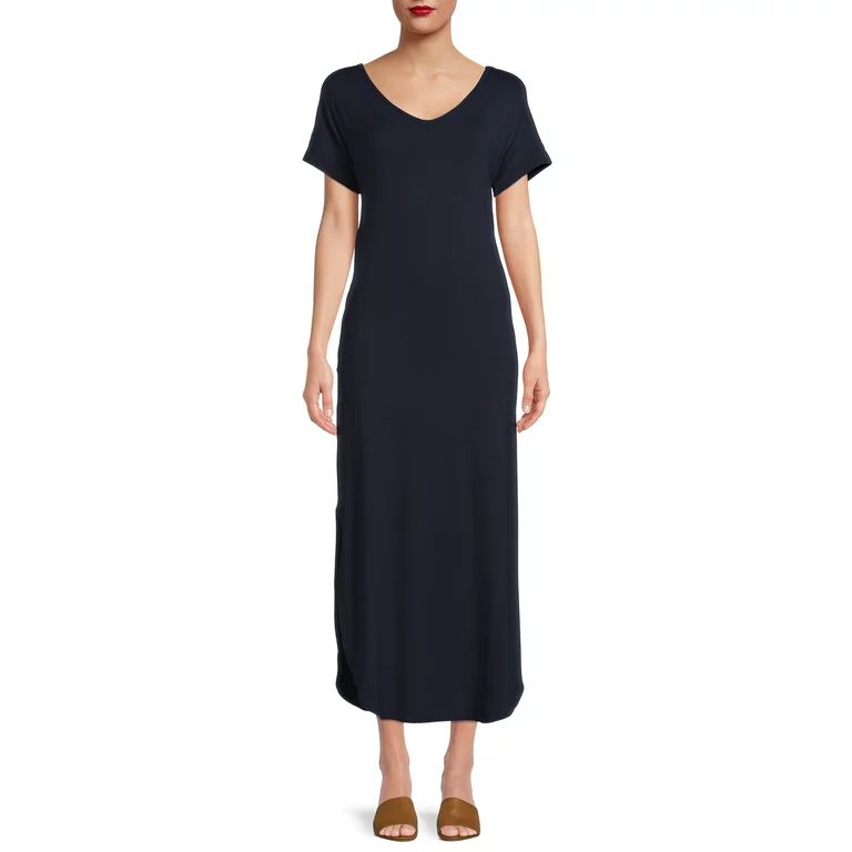 Time and Tru Women's V-Neck Maxi Dress | Walmart (US)