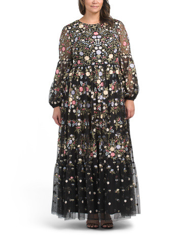 Long Sleeve Embroidered Gown | Formal Dresses | Marshalls | Marshalls