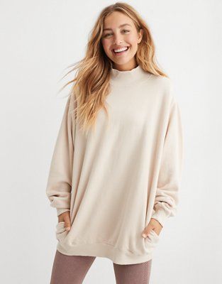 Aerie The Sweat Everyday Cozy Mock Neck Sweatshirt | American Eagle Outfitters (US & CA)