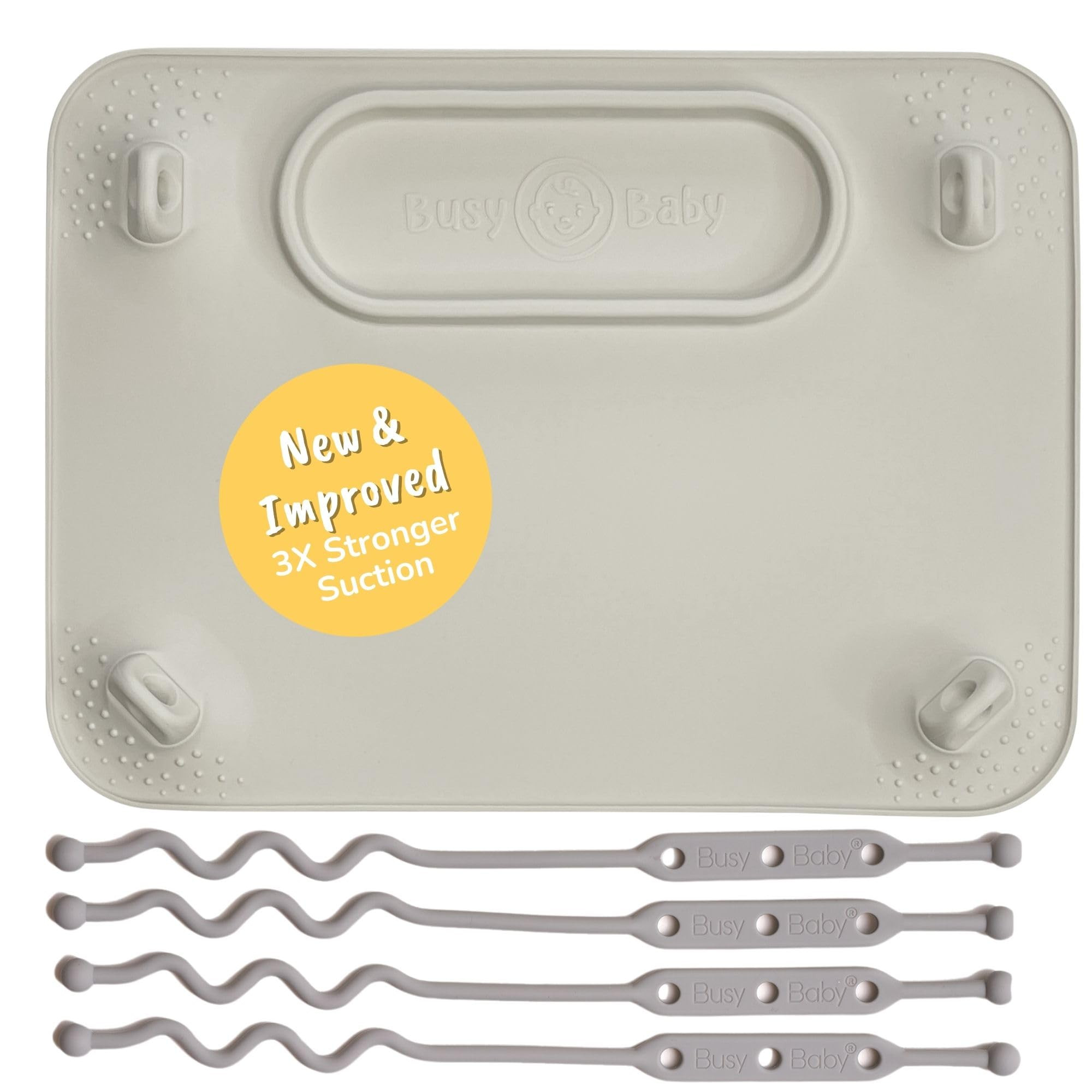 BUSY BABY Silicone Mat - New and Improved Suction Cups, 4 Straps to Secure Baby Essentials, Self ... | Amazon (US)
