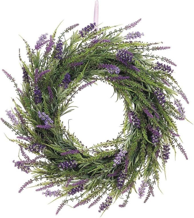 20 Inch Artificial Lavender Wreath On Twig Base | Amazon (US)