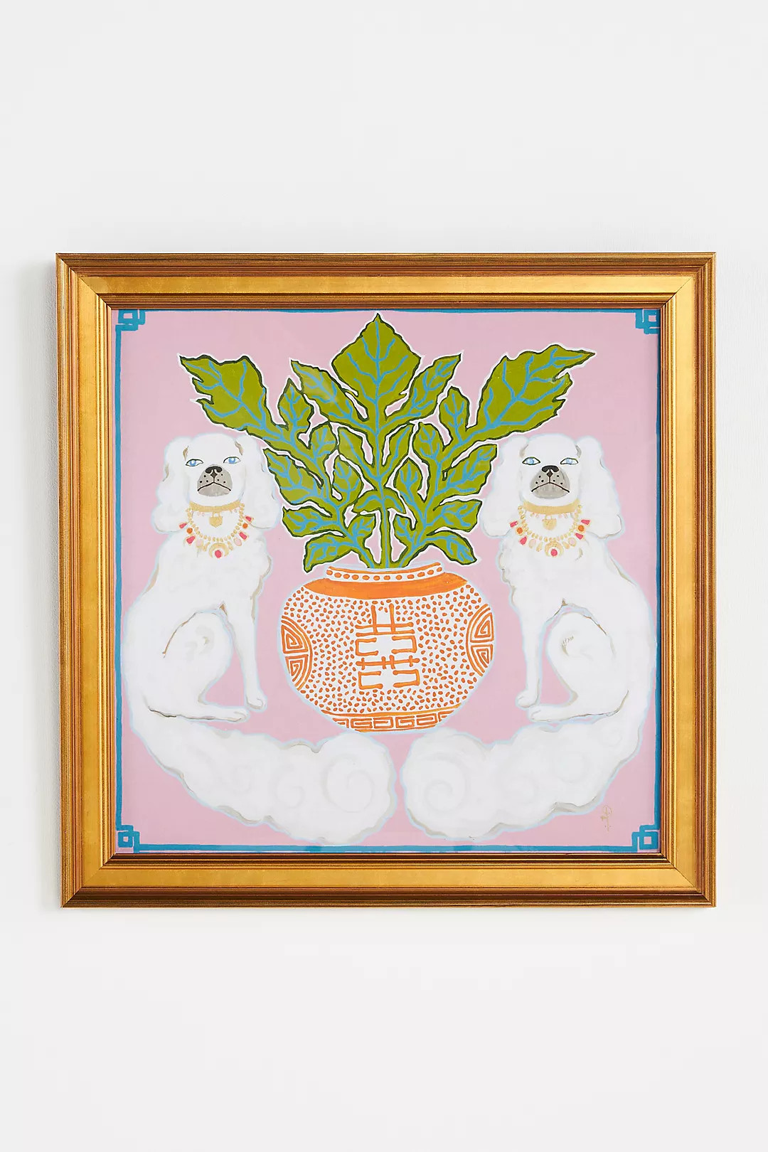 White Dogs On Pink Wall Art | Anthropologie (US)