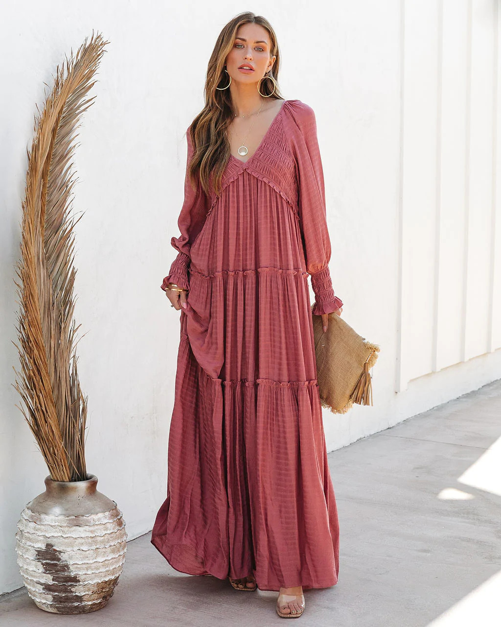 Penny Smocked Tiered Maxi Dress - Rose | VICI