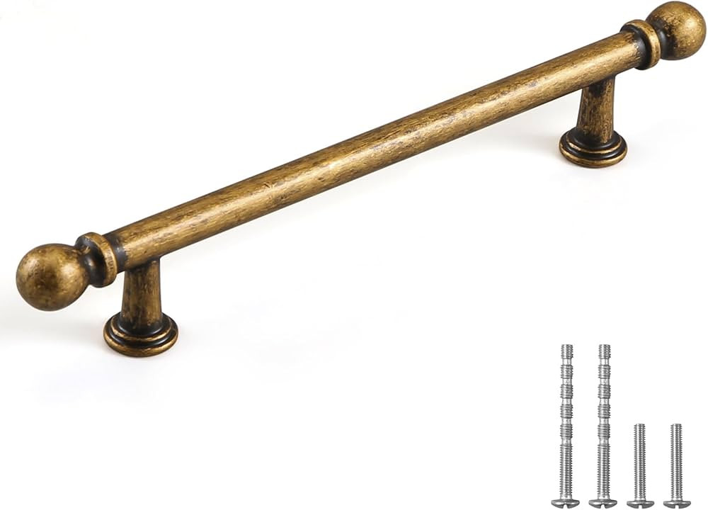 YAGU 10 Pack Antique Brass Cabinet Pulls 5 Inch(128mm) Hole Center Solid Vintage Bronze Kitchen D... | Amazon (US)