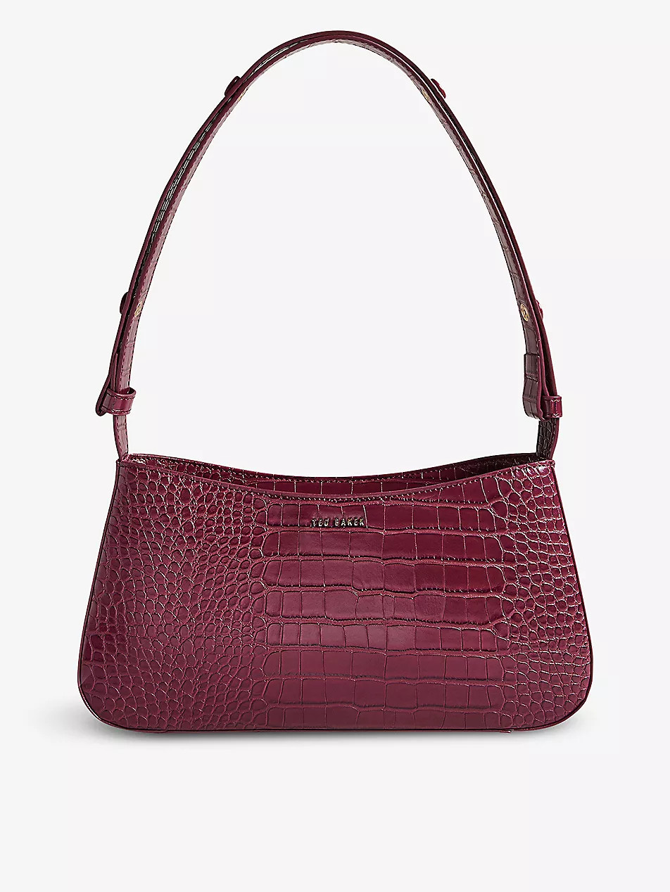Stinny croc-embossed woven shoulder bag | Selfridges