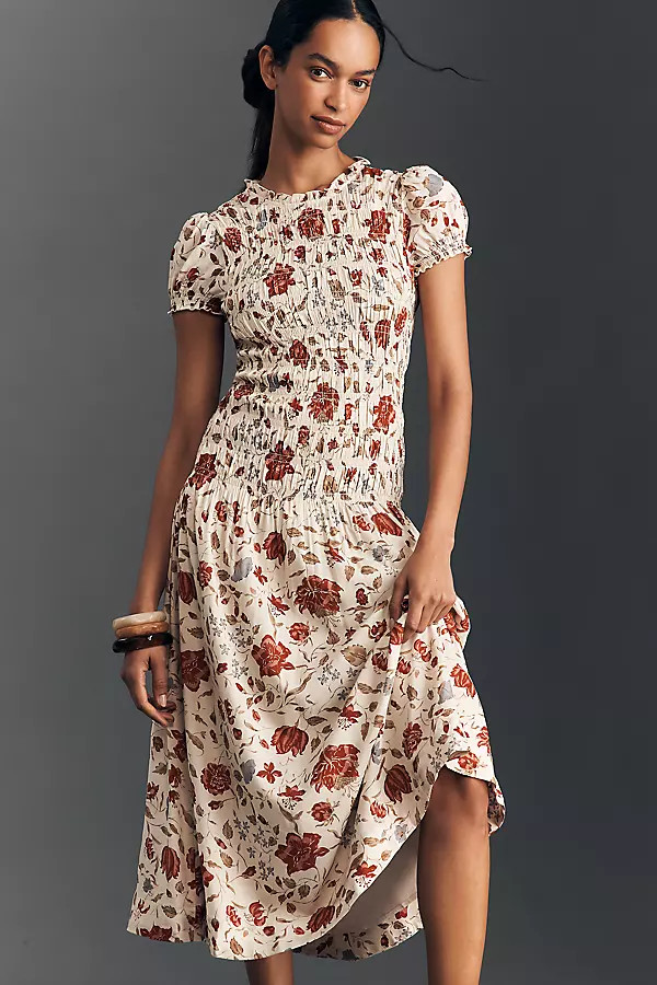Reformation Kiria Smocked Midi Dress | Anthropologie (US)