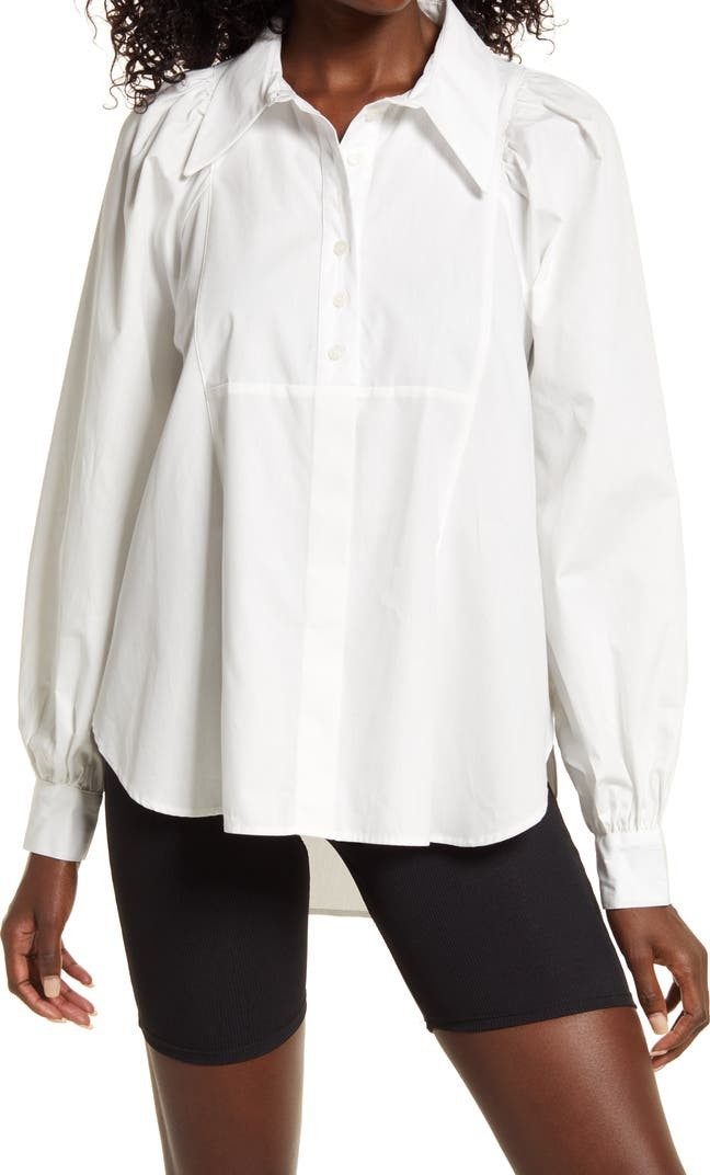 Oversize Panel Puff Sleeve Poplin Shirt | Nordstrom
