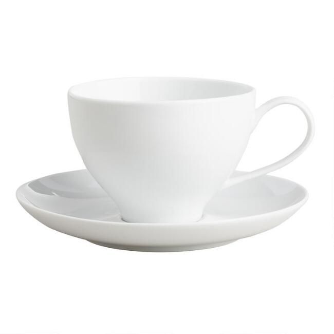 Spin White Porcelain Cup And Saucer Duo Set Of 4 | World Market