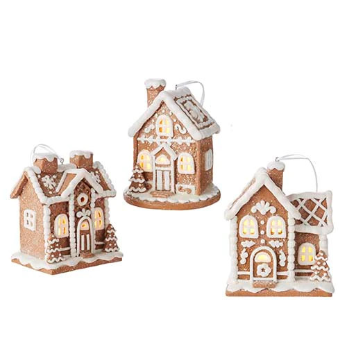 4" Lighted Gingerbread House Ornament, Three Style Options | The Nested Fig