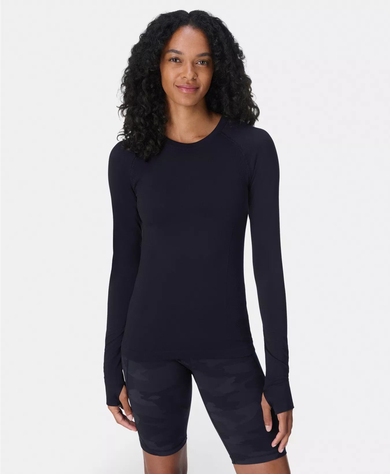 Athlete Seamless Workout Long Sleeve Top - Glacier Blue Luxe Blue Marl | Women's Base Layers & Lo... | Sweaty Betty UK