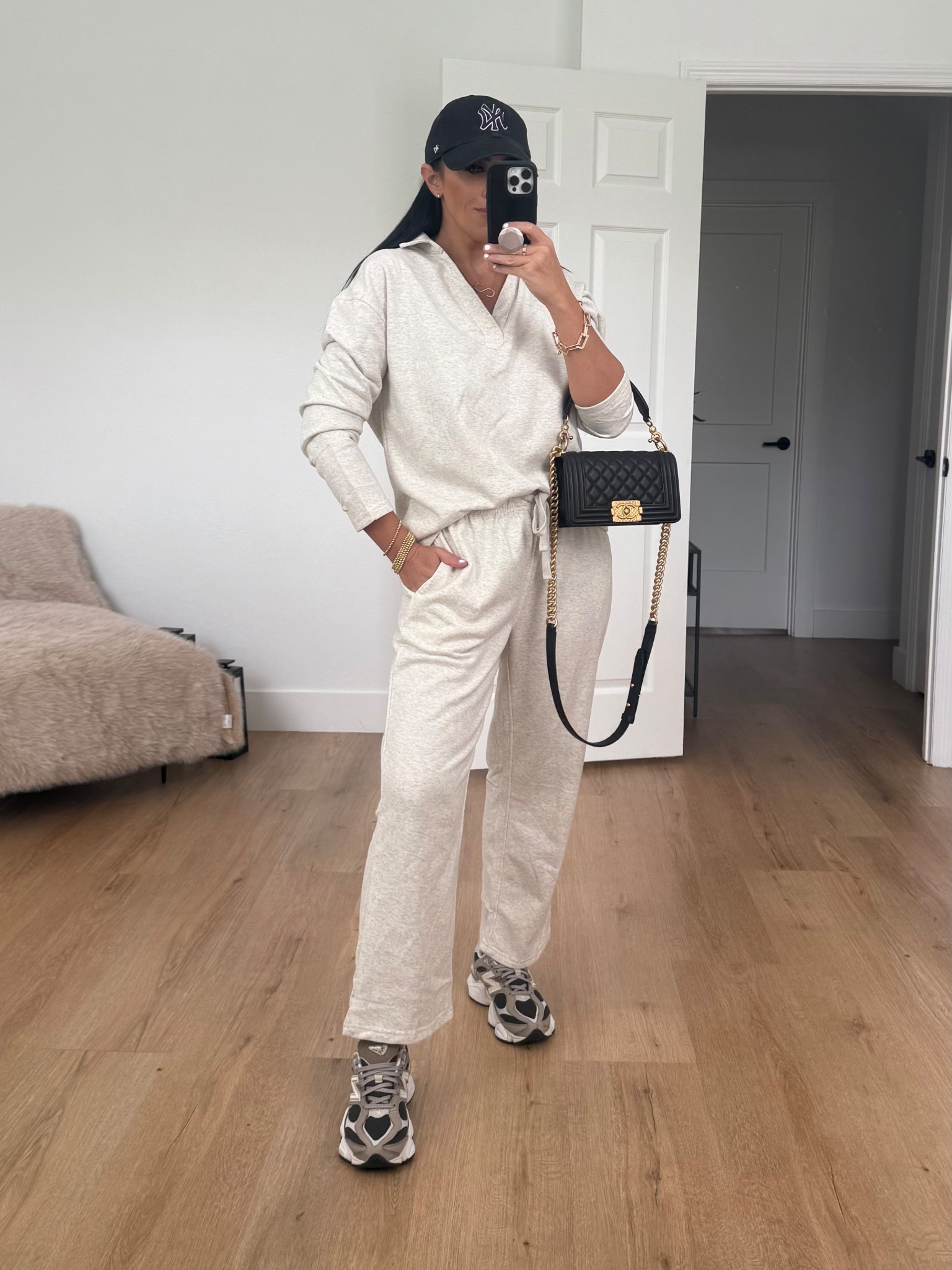 Women’s two piece lounge wear set wearing size medium. 