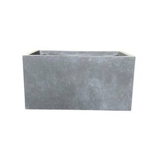 Small 23 in. L Slate Gray Lightweight Concrete Modern Low Outdoor Planter | The Home Depot