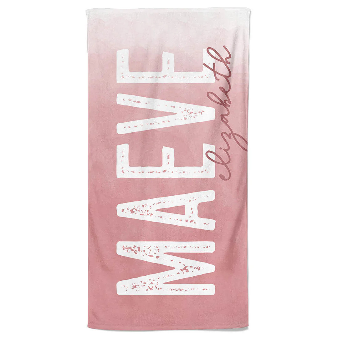 Mauve Ombre Personalized Kids Beach Towel | Caden Lane