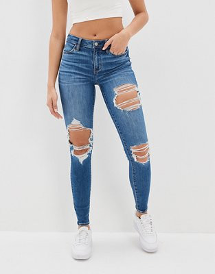 AE Real Good Upcycled Ne(x)t Level Ripped High-Waisted Jegging | American Eagle Outfitters (US & CA)