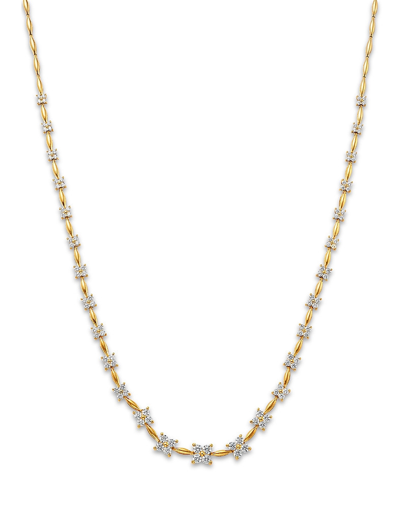 Bloomingdale's Fine Collection Diamond Flower Quad Cluster Graduated Collar Necklace in 14K Yellow Gold, 3.0 tcw | Bloomingdale's (US)