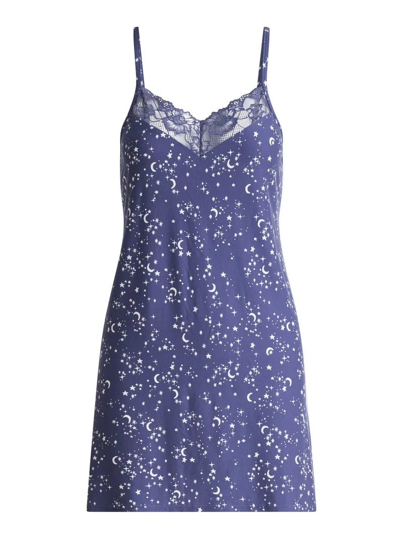 Joyspun Women’s Dreamy Soft Collection Lace Trim Knit Chemise, Sizes XS to 3X | Walmart (US)