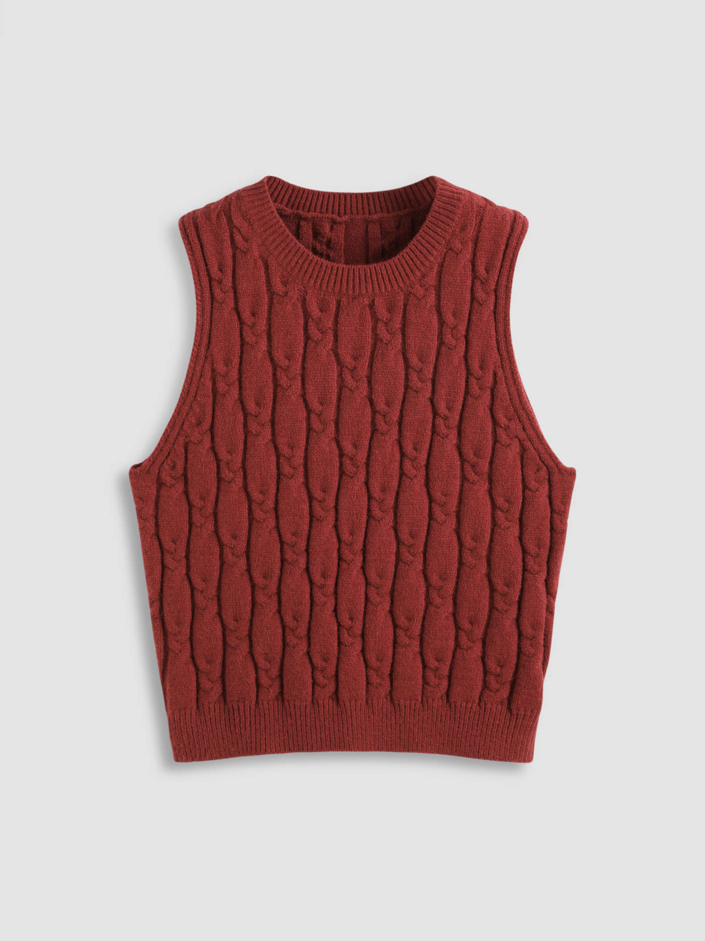 Round Neck Cable Knit Vest | Cider