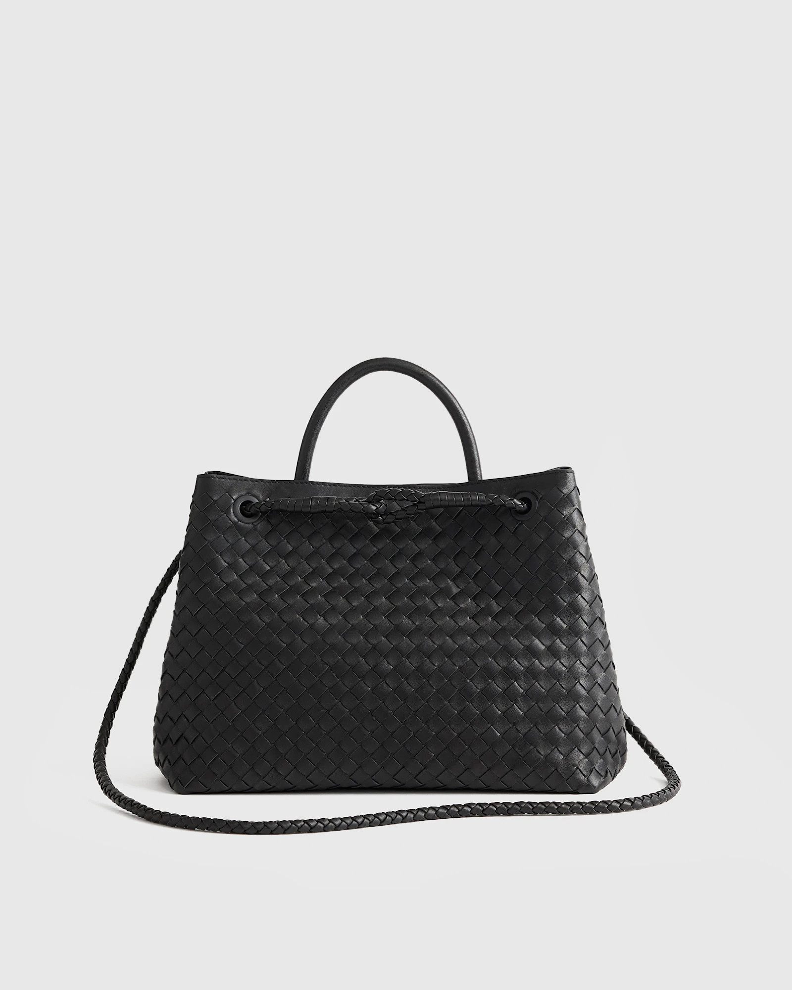 Italian Leather Handwoven Satchel in Black | Quince