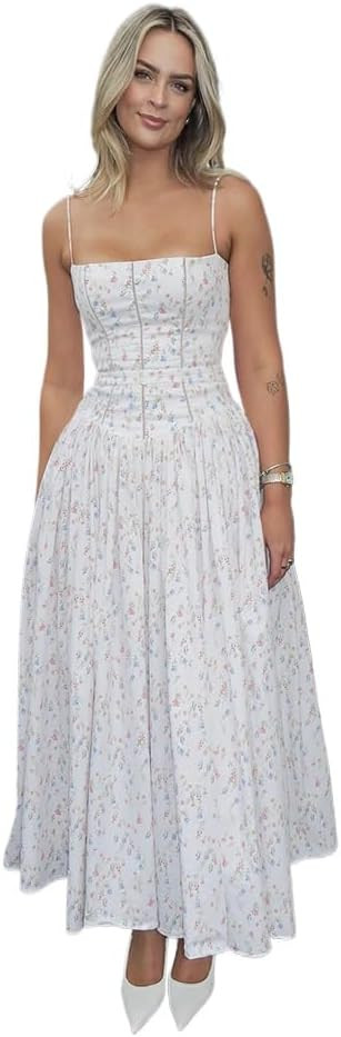 Women's Spaghetti Strap Maxi Dinner Party Dress Elegant Floral Print Holiday Dress 2025 | Amazon (US)