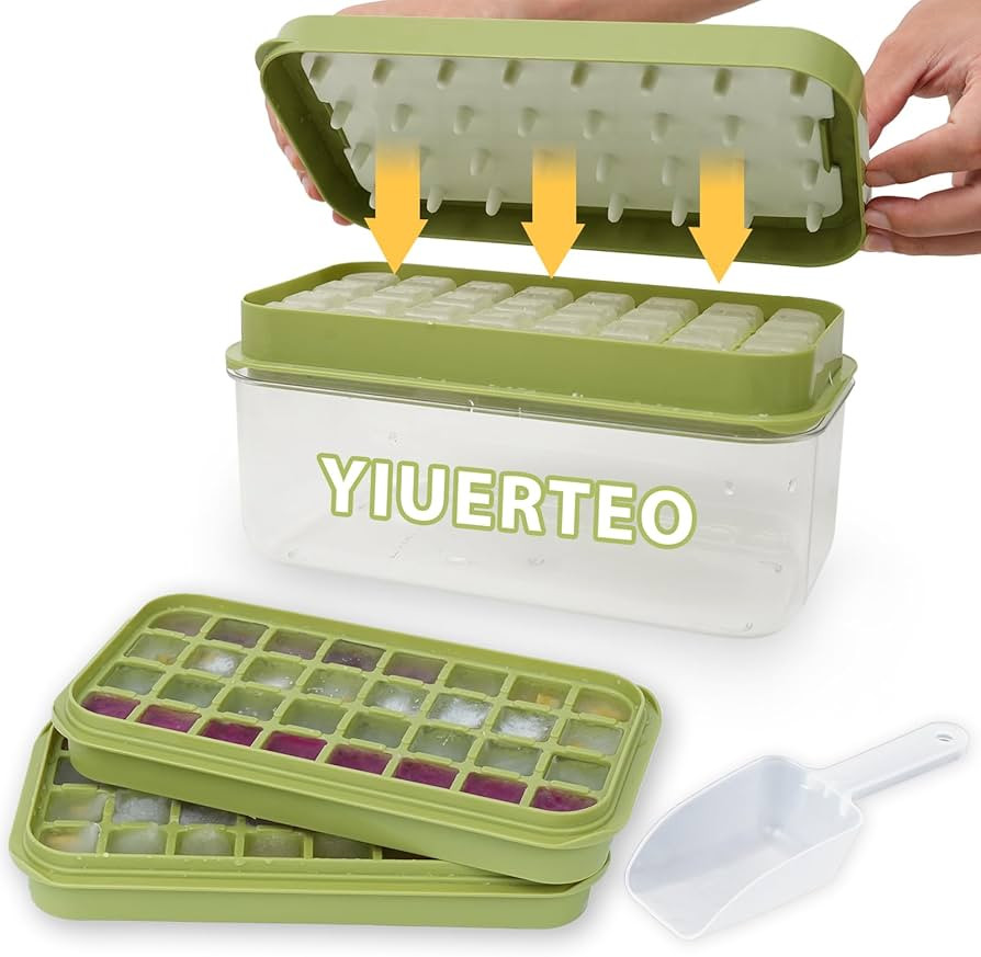 YIUERTEO Ice Cube Tray With Lid And Bin, 64 Grids Ice Trays For Freezer With Bin, Silicone Ice Tr... | Amazon (US)