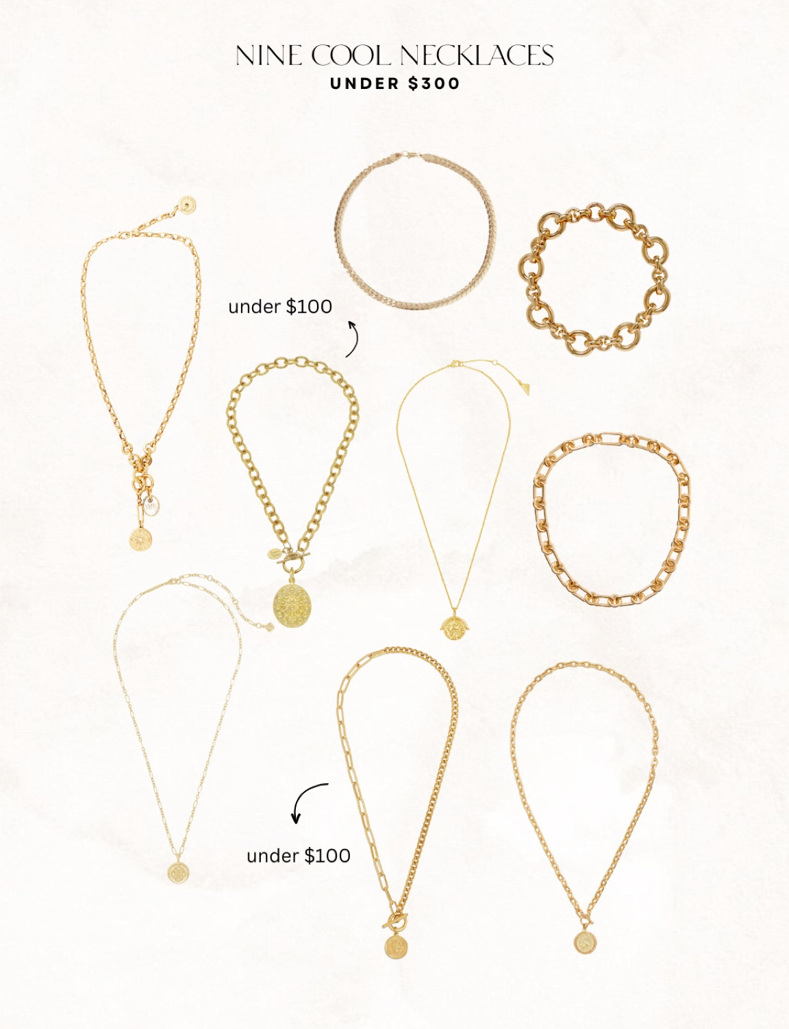 9 gold necklaces under $300. 

gold jewelry l gold necklace l gold necklaces l gold l necklace 