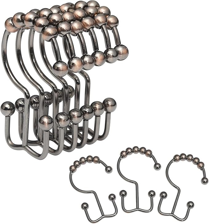 Shower Curtain Rings, OEH Shower Curtain Hooks, Rust-Resistant Metal Shower Hooks for Curtain, Do... | Amazon (US)