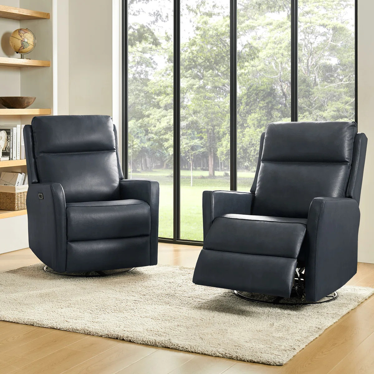 Nurbanu Ofarrell 29.5"W Transitional Genuine Leather Swivel Rocker Power Recliner (Set Of 2) | Wayfair North America