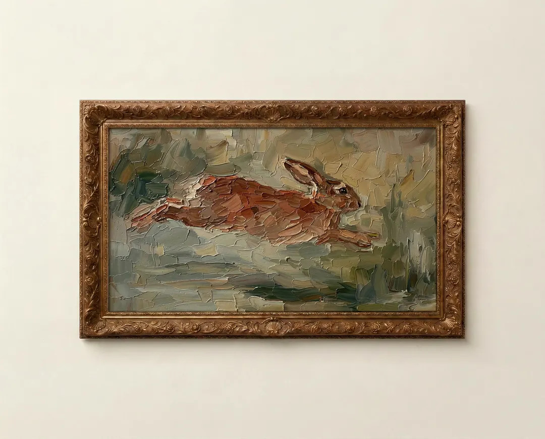 Frame TV Art Easter Bunny Painting, Abstract Textured Rabbit Artwork, Moody Spring Screensaver Ba... | Etsy (US)