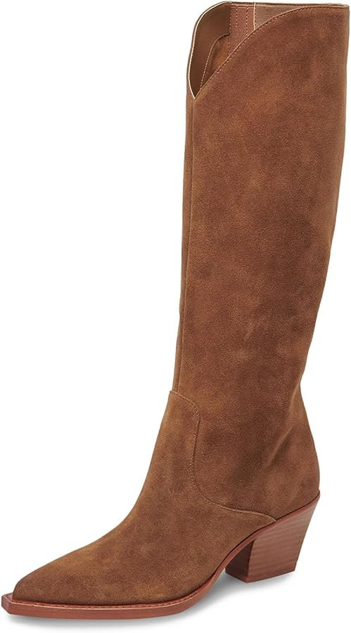 Yishaweiqi Cowgirl Cowboy Boots for Women Chunky Heel Snip Toe Zipper Knee High Boots | Amazon (US)