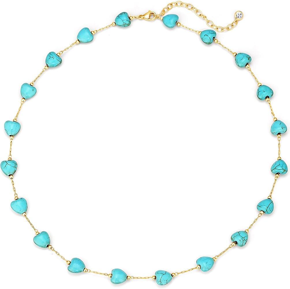 Created Turquoise Beaded Choker Necklace for Women | Amazon (US)