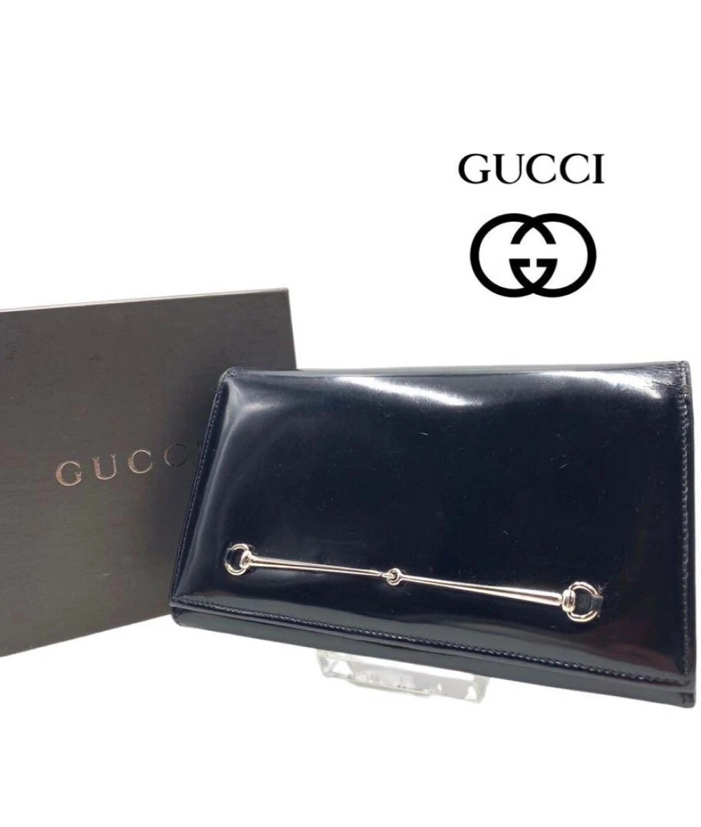 Gucci Black Long Wallet with Clasp Enamel Horsebit | eBay US