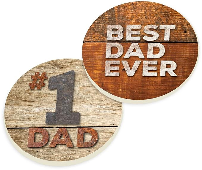 Best Dad Ever Vintage Wood Look Ceramic Car Coaster Pack (Set of 2) | Amazon (US)