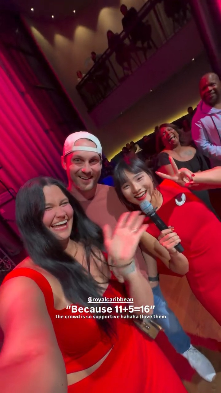 “Because 11+5=16” @superdown @revolve  @royalcaribbean  the crowd is so supportive hahaha I love them