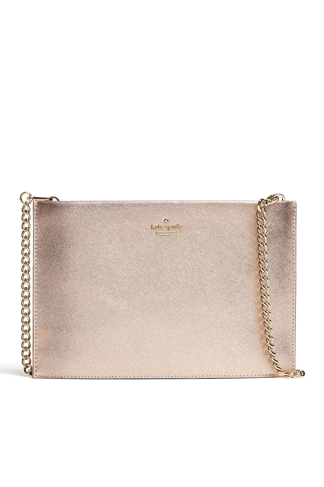 kate spade new york accessories Rose Gold Sima Clutch | Rent The Runway