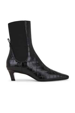 Toteme The Mid Heel Leather Boot in Black | FWRD 