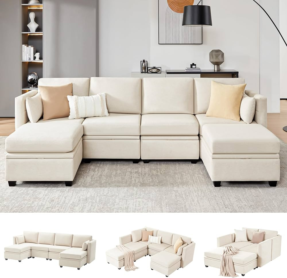 Huatean Home Modular Sectional Sofa, 6 Seat Modular Sectionals Sofa Couch with Chaise for Living ... | Amazon (CA)