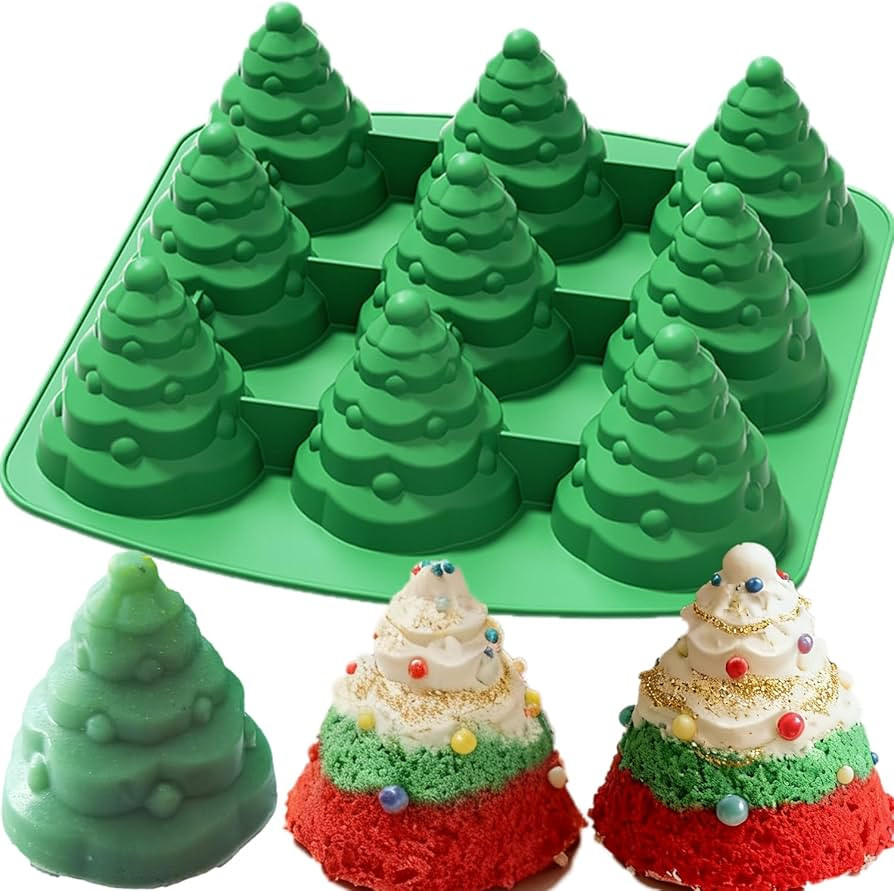 3D Christmas Tree Silicone Mold, Xmas Tree Pan Silicone Molds Christmas Cake Mold for Mousse Cake... | Amazon (US)
