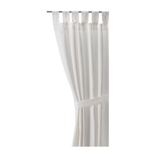 Ikea LENDA Pair of curtains with tie-backs, white (bleached) 2 Panels | Amazon (US)