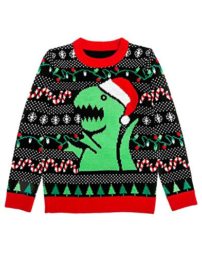 Santa Dinosaur Boys Ugly Christmas Sweater Xmas Gifts Holiday Tacky Dino Sweaters for Toddlers & Youth Kids X-Small Multicolor | Amazon (US)
