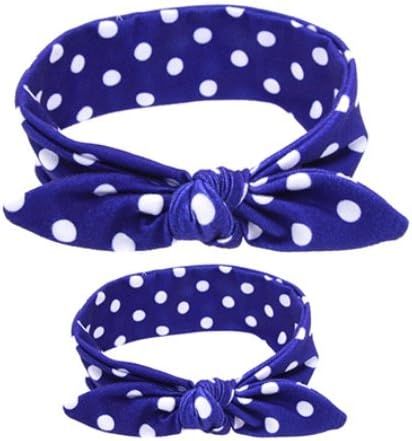 Shimmer Anna Shine Mommy and Me Matching Cotton and Spandex Stretch Headbands (Blue Polka Dot) | Amazon (US)