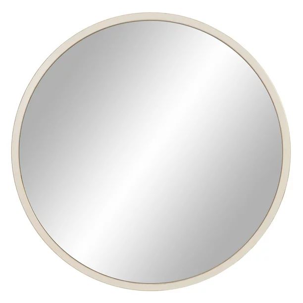 Patton Wall Decor 30" Distressed White Metal Framed Round Wall Mirror - Walmart.com | Walmart (US)